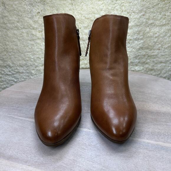 Frye Judith Double Zip Heel Block Ankle Booties US 9 M Womens Brown Leather New - Picture 2 of 16